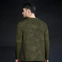 FTX Men Round Neck Floral Print Full Sleeve Dark Green Tshirt-thumb1