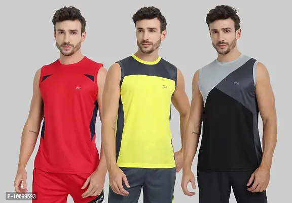 Drifit Mens Solid Roundneck Sleeveless Sports T-Shirt-thumb0