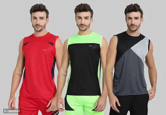 Drifit Mens Solid Roundneck Sleeveless Sports T-Shirt