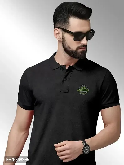 FTX Men Polo Neck Half Sleeve Black Tshirt-thumb0