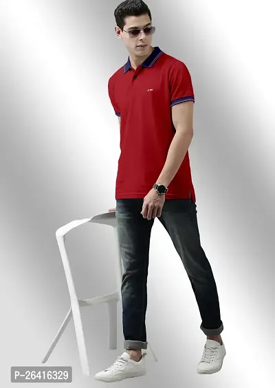 FTX Men Solid Half Sleeve Polo Neck Red Tshirt