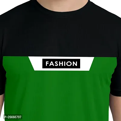 FTX Men Round Neck Cut  Sew Half Sleeve Green Tshirt-thumb3