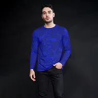 FTX Men Round Neck Floral Print Full Sleeve Blue Tshirt-thumb2