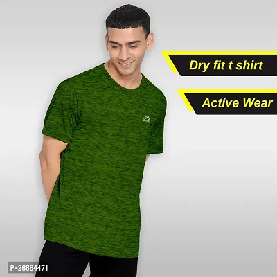 FTX Men Solid Round Neck Half Sleeve Dark Green Tshirt