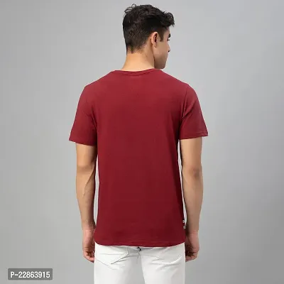 Stylish Maroon Cotton Tees For Men-thumb2