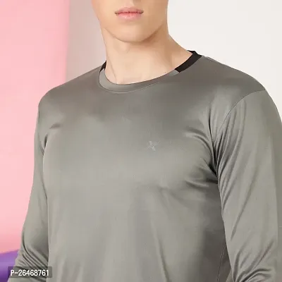 FTX Men Solid Round Neck Full Sleeve Olive Tshirt-thumb3