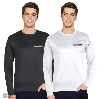 FTX Comfortable Multicoloured Polyester Solid Round Neck Tees For Men Combo Pack Of 2-thumb0