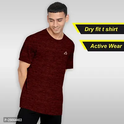 FTX Men Solid Round Neck Half Sleeve Red Tshirt