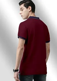 FTX Men Solid Half Sleeve Polo Neck Maroon Tshirt-thumb1