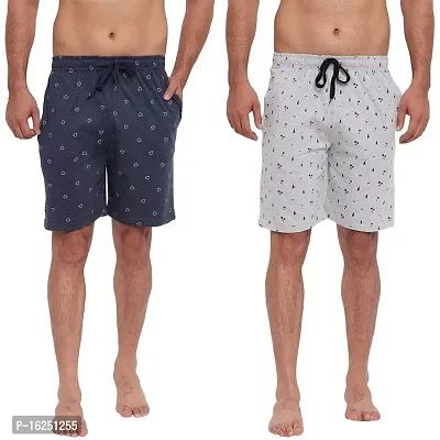 FTX Men's Printed Knitted Cottonpoly Shorts - Pack of 2