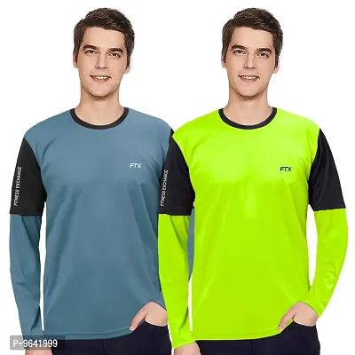 FTX Comfortable Multicoloured Polyester Solid Round Neck Tees For Men Combo Pack Of 2