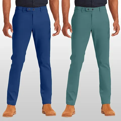 FTX Men Slim Fit Casual Trouser Pack Of 2