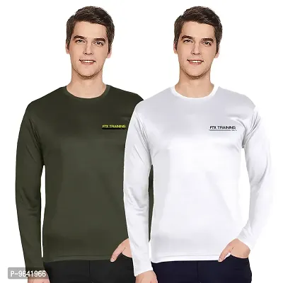 FTX Comfortable Multicoloured Polyester Solid Round Neck Tees For Men Combo Pack Of 2