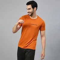 FTX Solid Men Cotton Rich Round Neck Orange Tshirt-thumb3