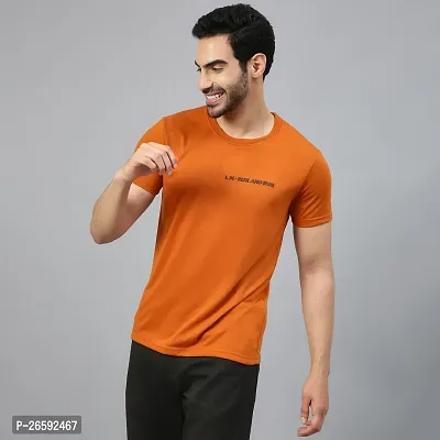 FTX Solid Men Cotton Rich Round Neck Orange Tshirt-thumb4