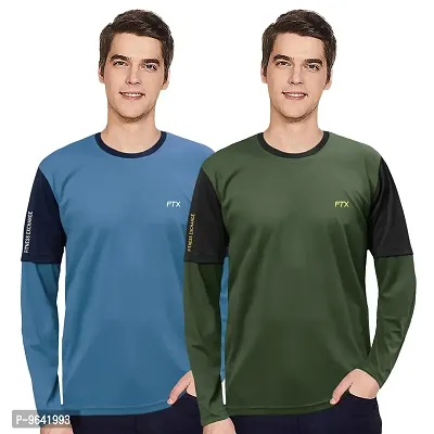 FTX Comfortable Multicoloured Polyester Solid Round Neck Tees For Men Combo Pack Of 2-thumb0