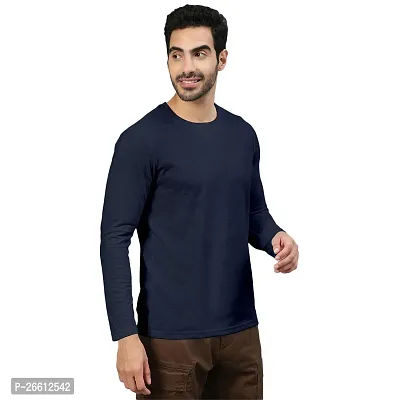 FTX Men Solid Round Neck Full Sleeves Blue Tshirt-thumb5