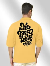 FTX Men Printed Polo Neck Oversized Yellow Tshirt-thumb1