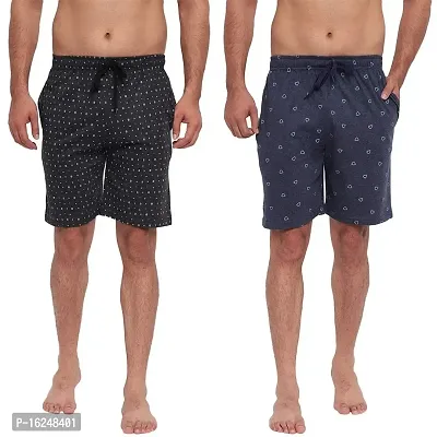 FTX Men's Printed Knitted Cottonpoly Shorts - Pack of 2 (714-1_714-2)