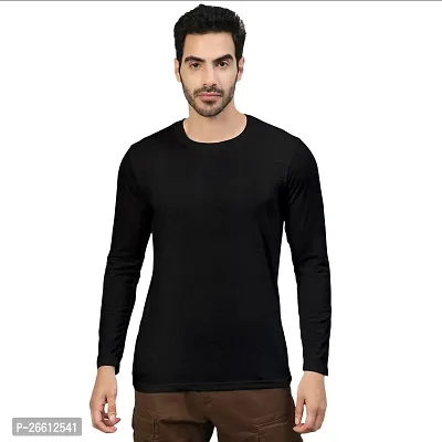 FTX Men Solid Round Neck Full Sleeves Black Tshirt