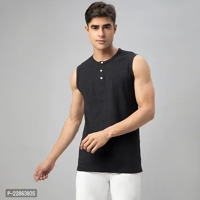 Stylish Black Cotton Tees For Men-thumb0