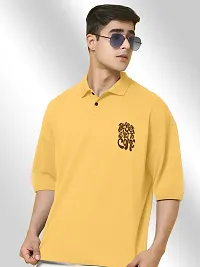 FTX Men Printed Polo Neck Oversized Yellow Tshirt-thumb2