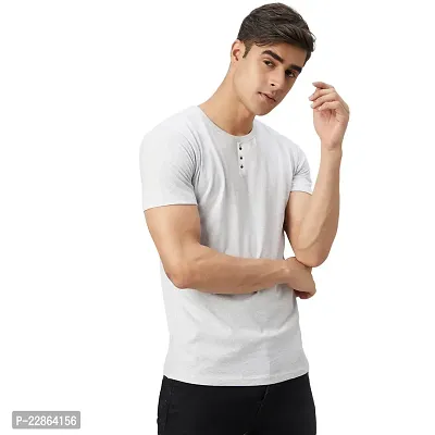 Stylish White Cotton Blend Tees For Men-thumb0