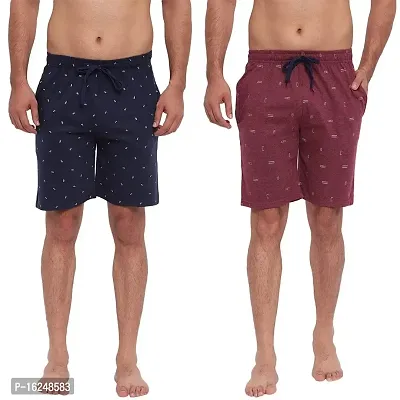 FTX Men's Printed Knitted Cottonpoly Shorts - Pack of 2 (714-5_714-6)