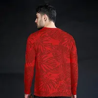 FTX Men Round Neck Floral Print Full Sleeve Red Tshirt-thumb1