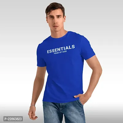 Stylish Blue Polyester Tees For Men