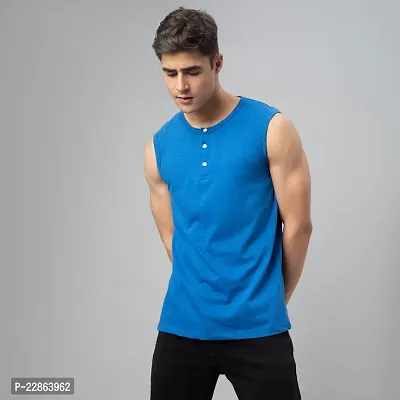 Stylish Blue Cotton Tees For Men