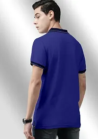 FTX Men Solid Half Sleeve Polo Neck Blue Tshirt-thumb1