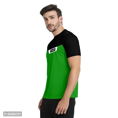 FTX Men Round Neck Cut  Sew Half Sleeve Green Tshirt-thumb4