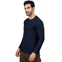 FTX Men Solid Round Neck Full Sleeves Navy Blue Tshirt-thumb3