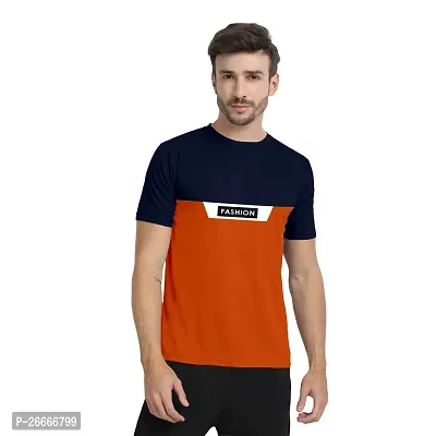 FTX Men Round Neck Cut  Sew Half Sleeve Orange Tshirt