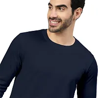 FTX Men Solid Round Neck Full Sleeves Navy Blue Tshirt-thumb2