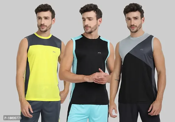 Drifit Mens Solid Roundneck Sleeveless Sports T-Shirt-thumb0