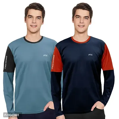 FTX Comfortable Multicoloured Polyester Solid Round Neck Tees For Men Combo Pack Of 2