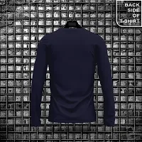 Stylish Navy Blue Cotton Blend Tees For Men-thumb1