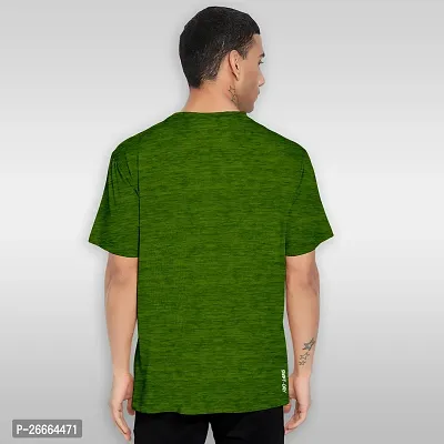 FTX Men Solid Round Neck Half Sleeve Dark Green Tshirt-thumb2