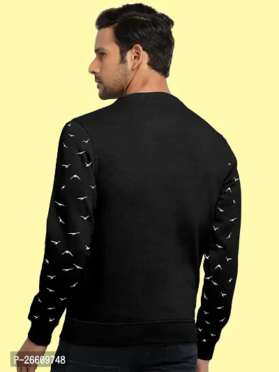 Men Round Neck Cotton Rich Full Sleeve Printed Black T-shirt-thumb2