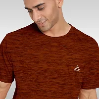 FTX Men Solid Round Neck Half Sleeve Orange Tshirt-thumb3