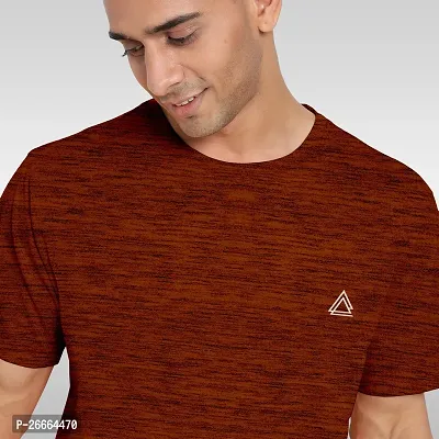 FTX Men Solid Round Neck Half Sleeve Orange Tshirt-thumb4