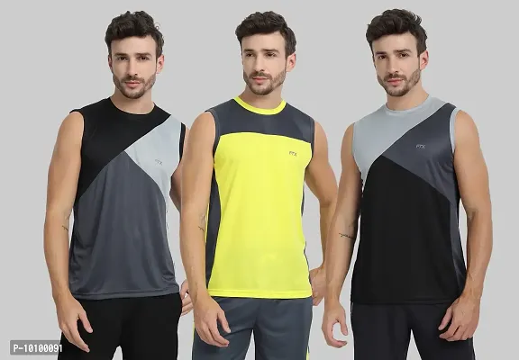 Drifit Mens Solid Roundneck Sleeveless Sports T-Shirt