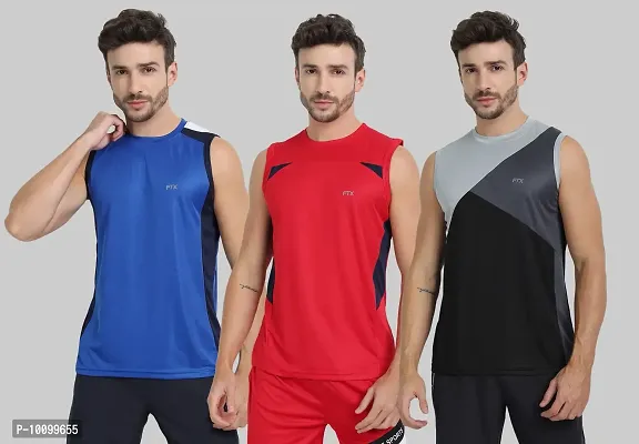 Drifit Mens Solid Roundneck Sleeveless Sports T-Shirt