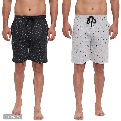 FTX Men's Printed Knitted Cottonpoly Shorts - Pack of 2-thumb0