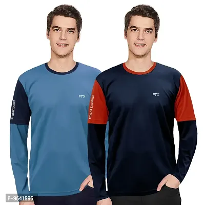 FTX Comfortable Multicoloured Polyester Solid Round Neck Tees For Men Combo Pack Of 2-thumb0