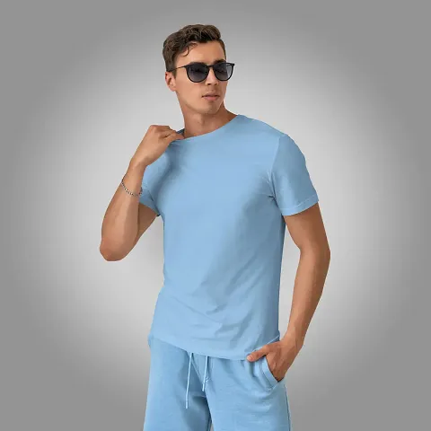 Stylish Fancy Solid Round Neck T-Shirts For Men