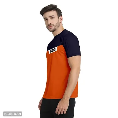 FTX Men Round Neck Cut  Sew Half Sleeve Orange Tshirt-thumb4