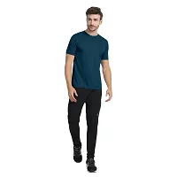 FTX Elegant Polyester Teal Blue Round Neck Short Sleeves T-Shirt For Men-thumb2